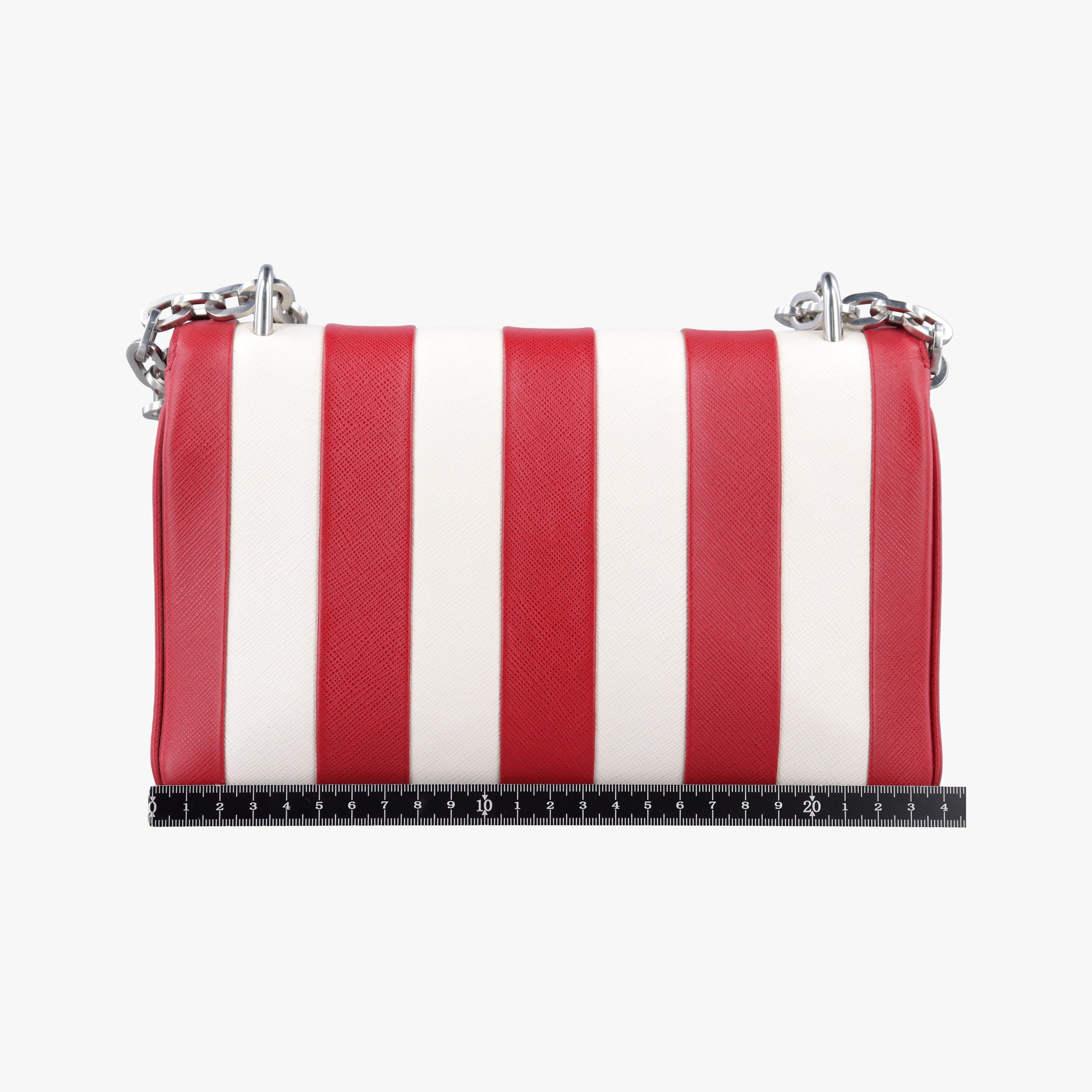 stripe Baiade Red×white SAFFIANO Leather 1BD009 117 Gストライプ バイアデ レッド×ホワイト サフィアーノレザー 1BD009 117 G