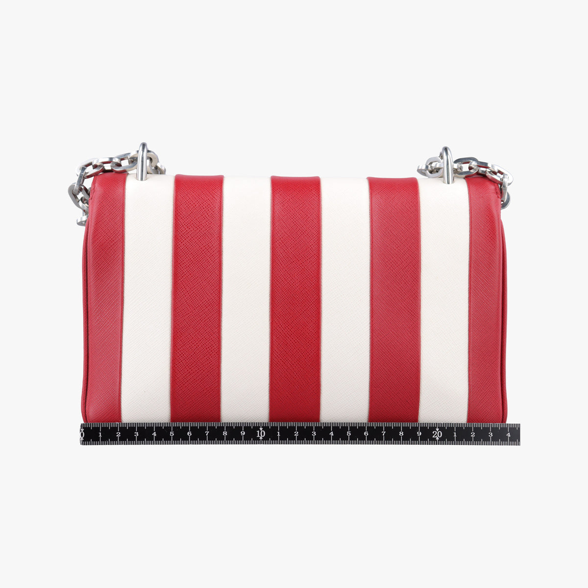 stripe Baiade Red×white SAFFIANO Leather 1BD009 117 Gストライプ バイアデ レッド×ホワイト サフィアーノレザー 1BD009 117 G