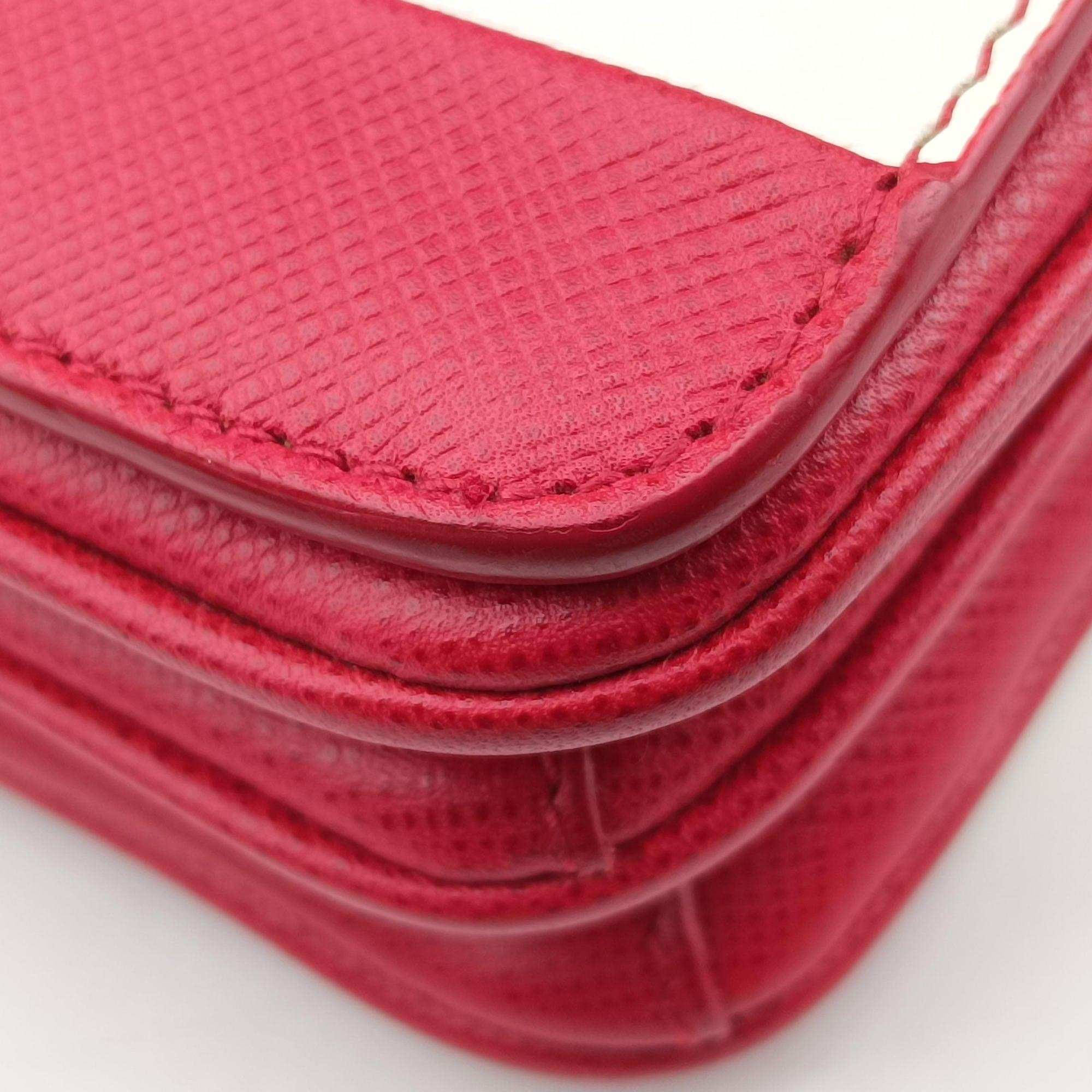 stripe Baiade Red×white SAFFIANO Leather 1BD009 117 Gストライプ バイアデ レッド×ホワイト サフィアーノレザー 1BD009 117 G
