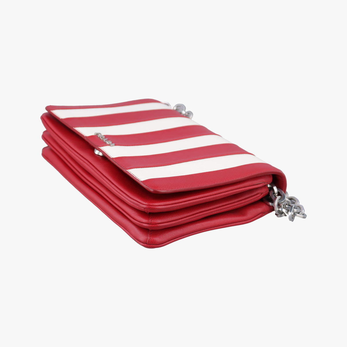 stripe Baiade Red×white SAFFIANO Leather 1BD009 117 Gストライプ バイアデ レッド×ホワイト サフィアーノレザー 1BD009 117 G