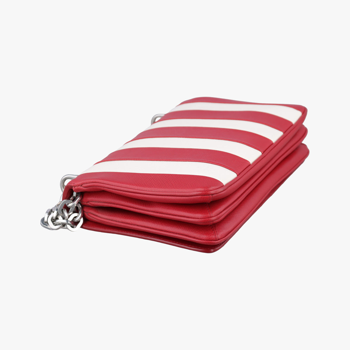 stripe Baiade Red×white SAFFIANO Leather 1BD009 117 Gストライプ バイアデ レッド×ホワイト サフィアーノレザー 1BD009 117 G