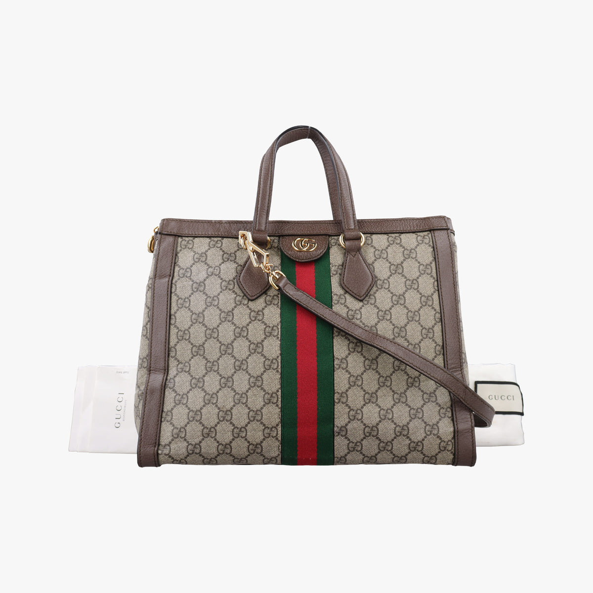Pre-owned Gucci Ophidia Beige×Brown PVC coated canvas×Leather 524537 shoulderbag | stylenewstar