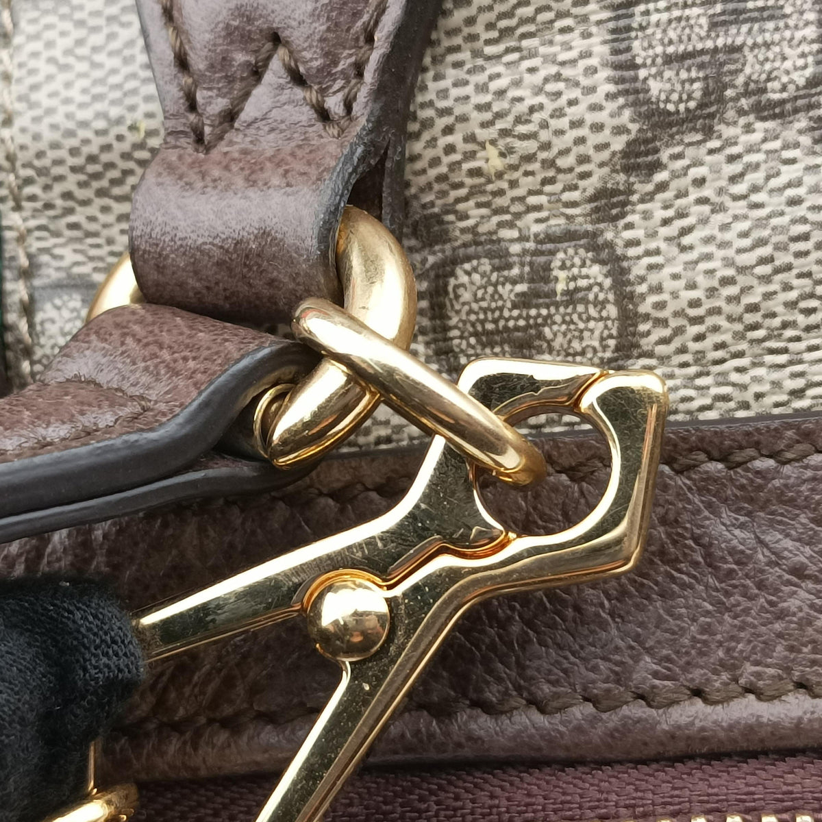 Pre-owned Gucci Ophidia Beige×Brown PVC coated canvas×Leather 524537 shoulderbag | stylenewstar