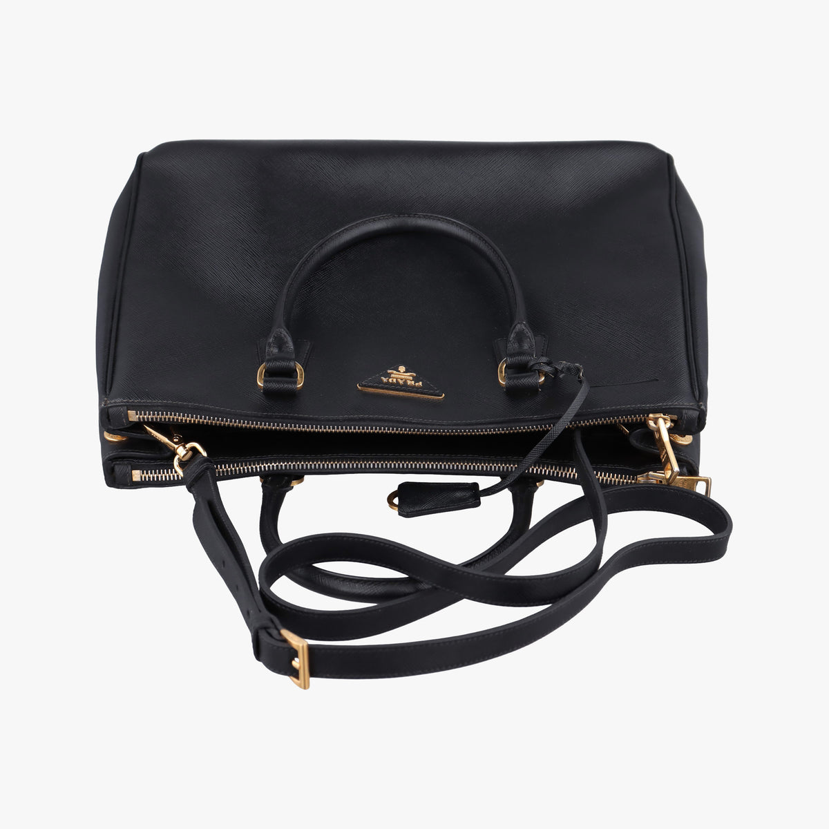 Pre-owned Prada Galleria Black SAFFIANO Leather BN2274 shoulderbag | stylenewstar