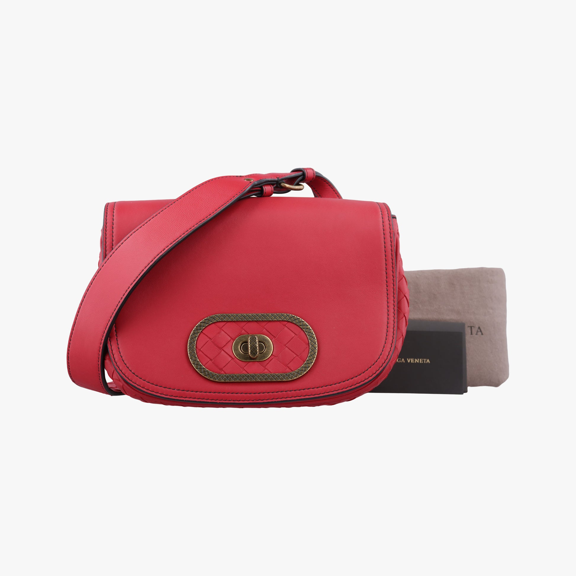 Luna Intrecciato Red lambskin B07601913Cルナ イントレチャート レッド ラムスキン B07601913C
