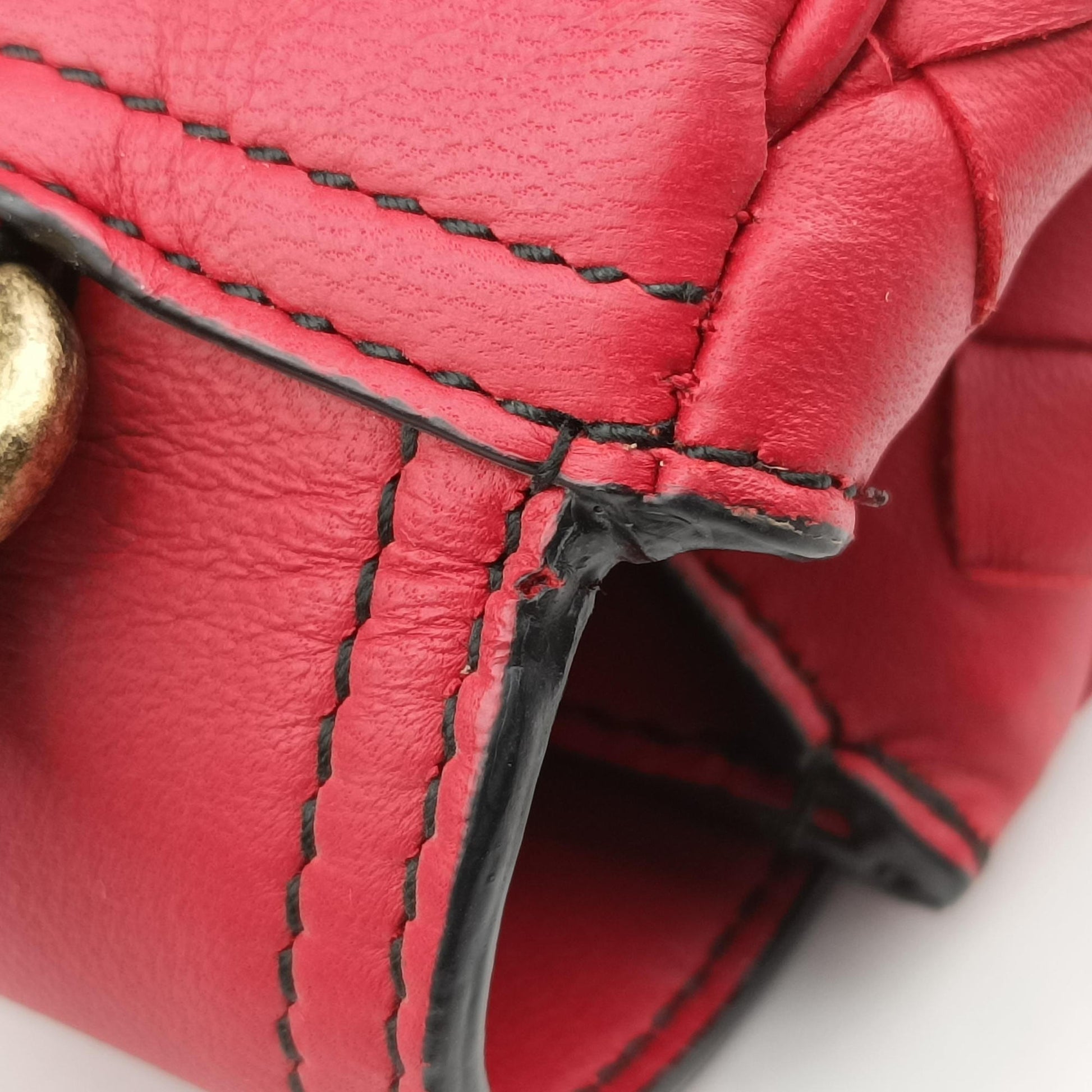 Luna Intrecciato Red lambskin B07601913Cルナ イントレチャート レッド ラムスキン B07601913C
