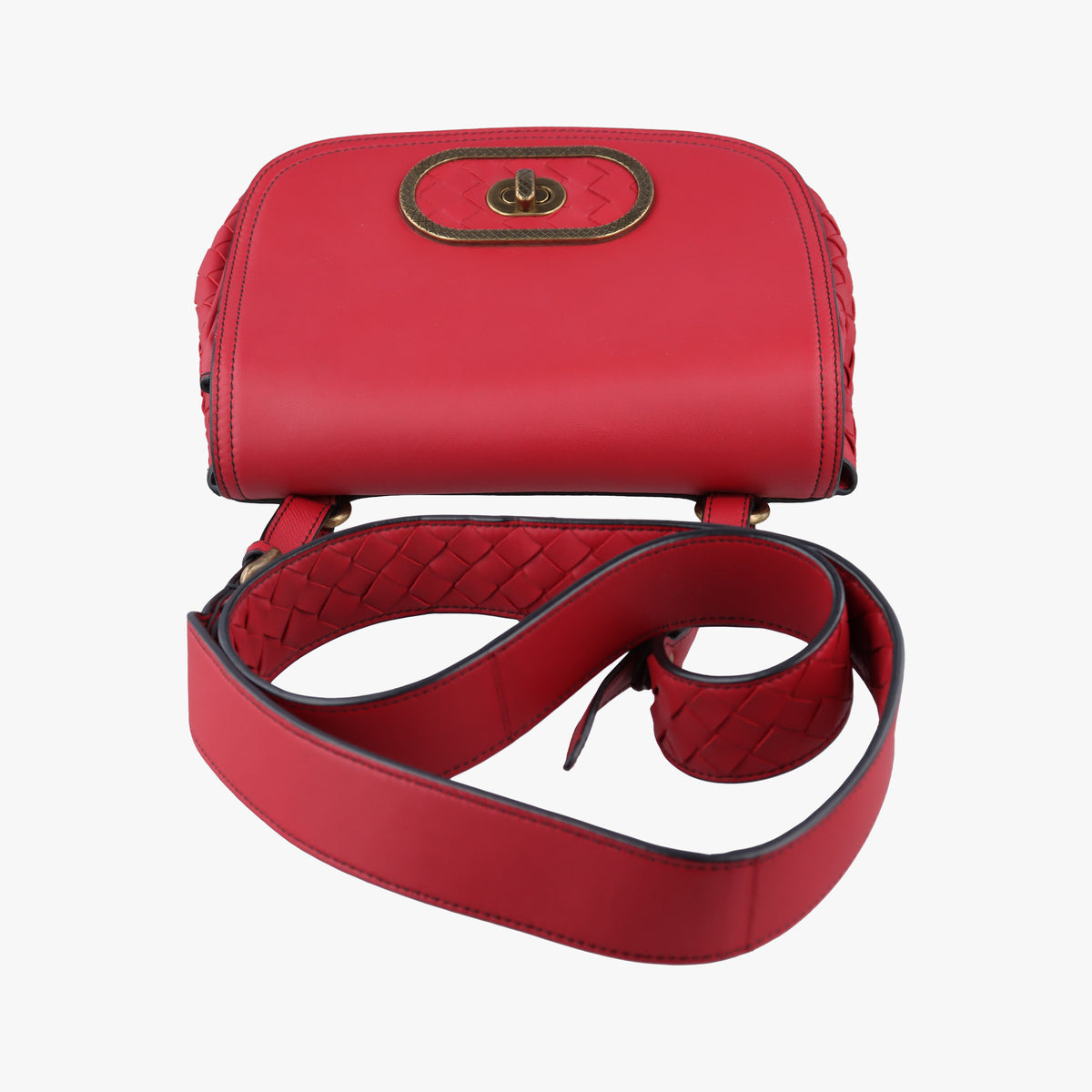 Luna Intrecciato Red lambskin B07601913Cルナ イントレチャート レッド ラムスキン B07601913C
