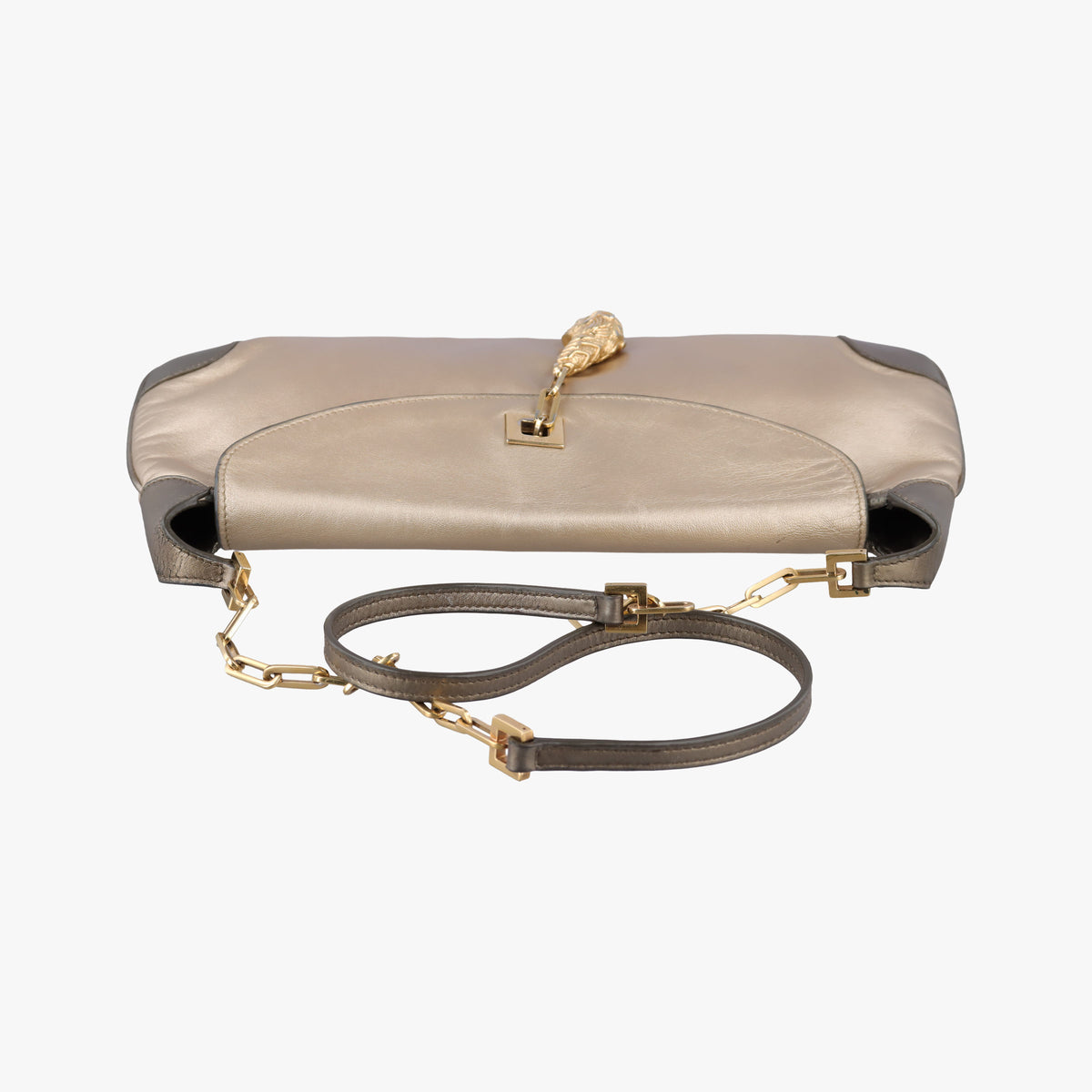 Pre-owned Gucci tiger head Golden Leather 001.41 shoulderbag | stylenewstar