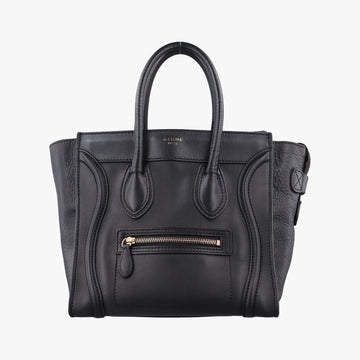 Pre-owned Celine Luggage Micro shopper Black Leather  handbag | stylenewstar