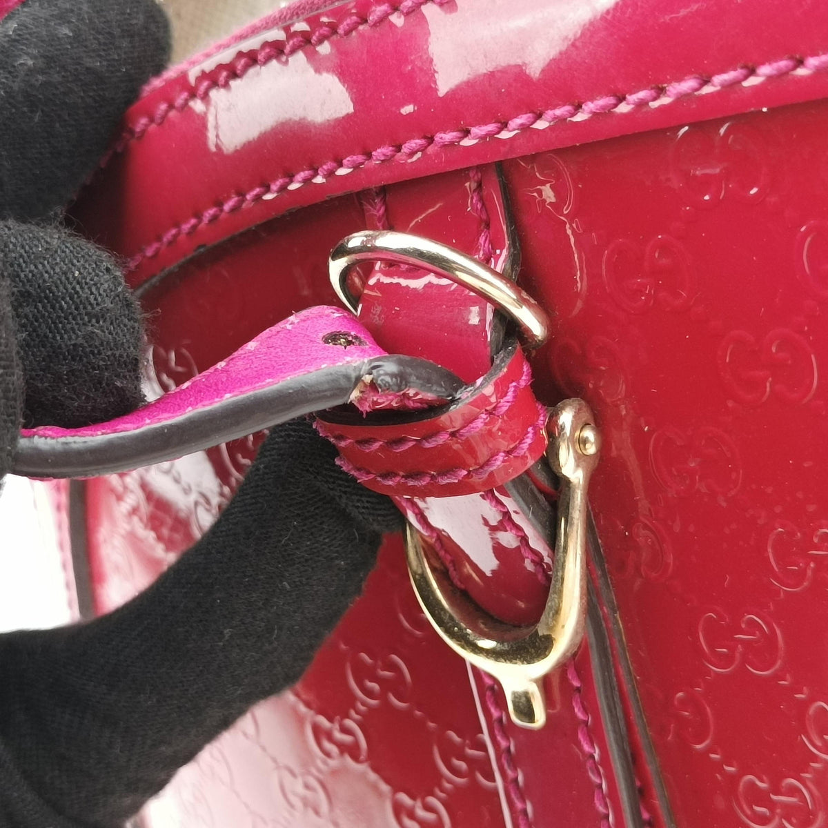 Pre-owned Gucci Microguccissima Rose Patent Leather 309617 shoulderbag | stylenewstar