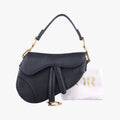 Pre-owned Christian Dior saddle Black leather  handbag | stylenewstar