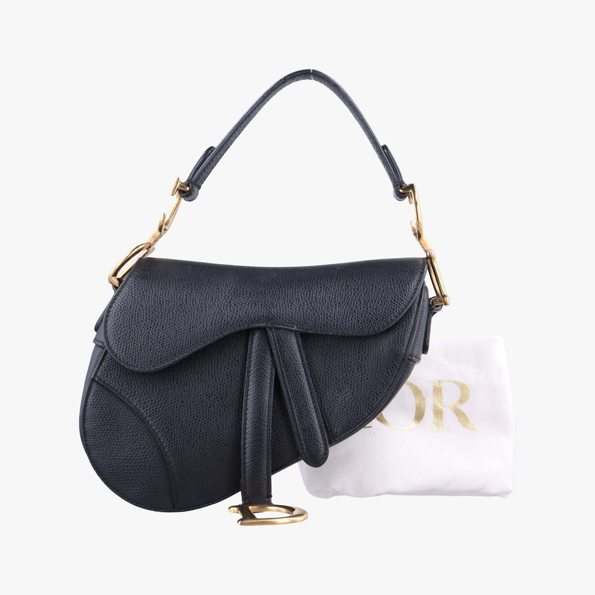 Pre-owned Christian Dior saddle Black leather  handbag | stylenewstar