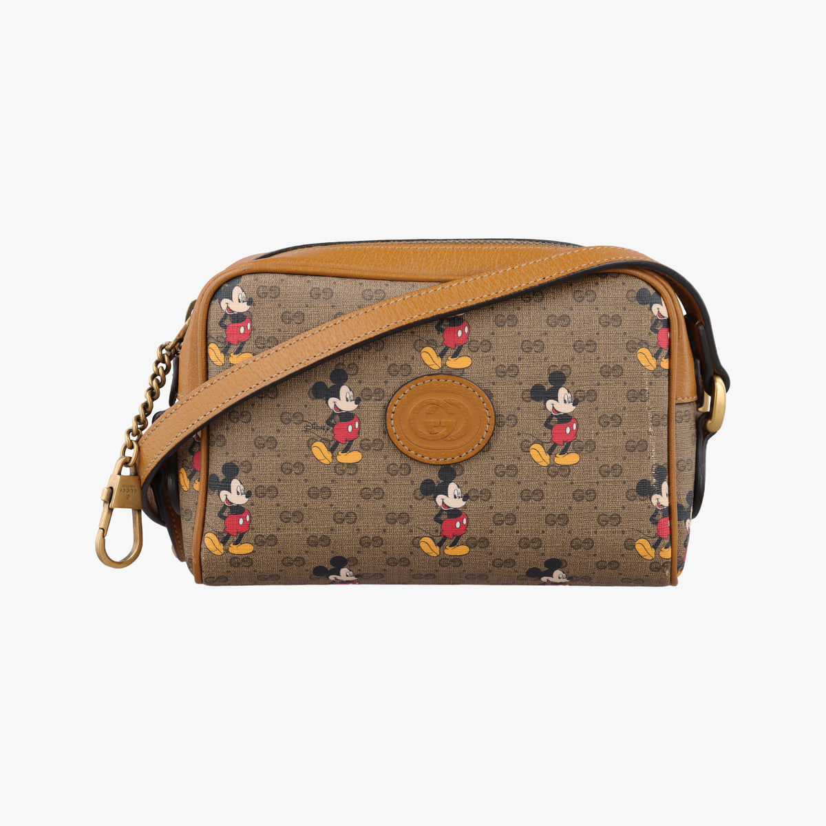 Mickey Mouse Disney collaboration Brown×Multicolour PVC coated canvas×Leather 602536 ミッキーマウス ディズニーコラボ ブラウン×マルチカラー PVCコーティングキャンバス×レザー 602536 