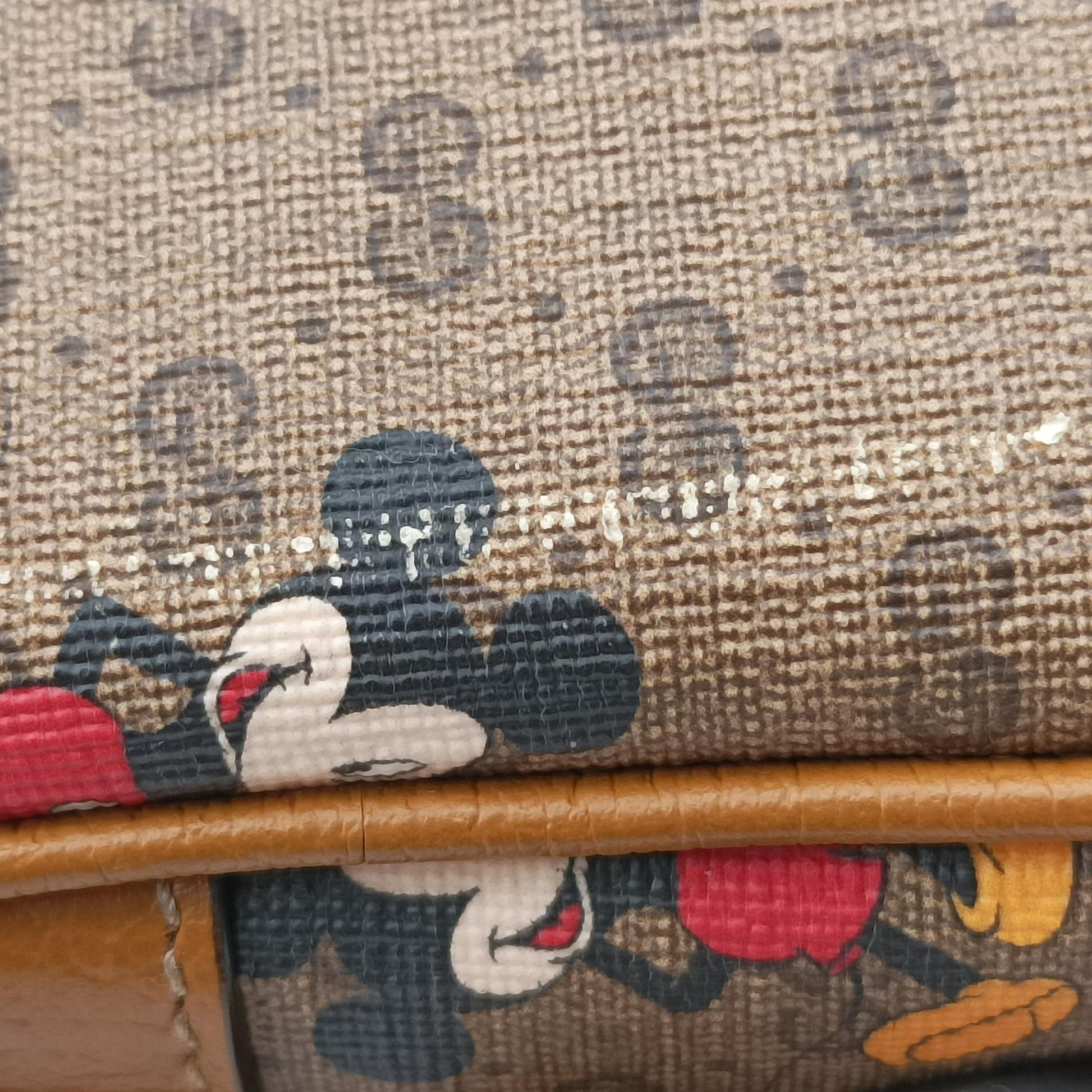 Mickey Mouse Disney collaboration Brown×Multicolour PVC coated canvas×Leather 602536 ミッキーマウス ディズニーコラボ ブラウン×マルチカラー PVCコーティングキャンバス×レザー 602536 