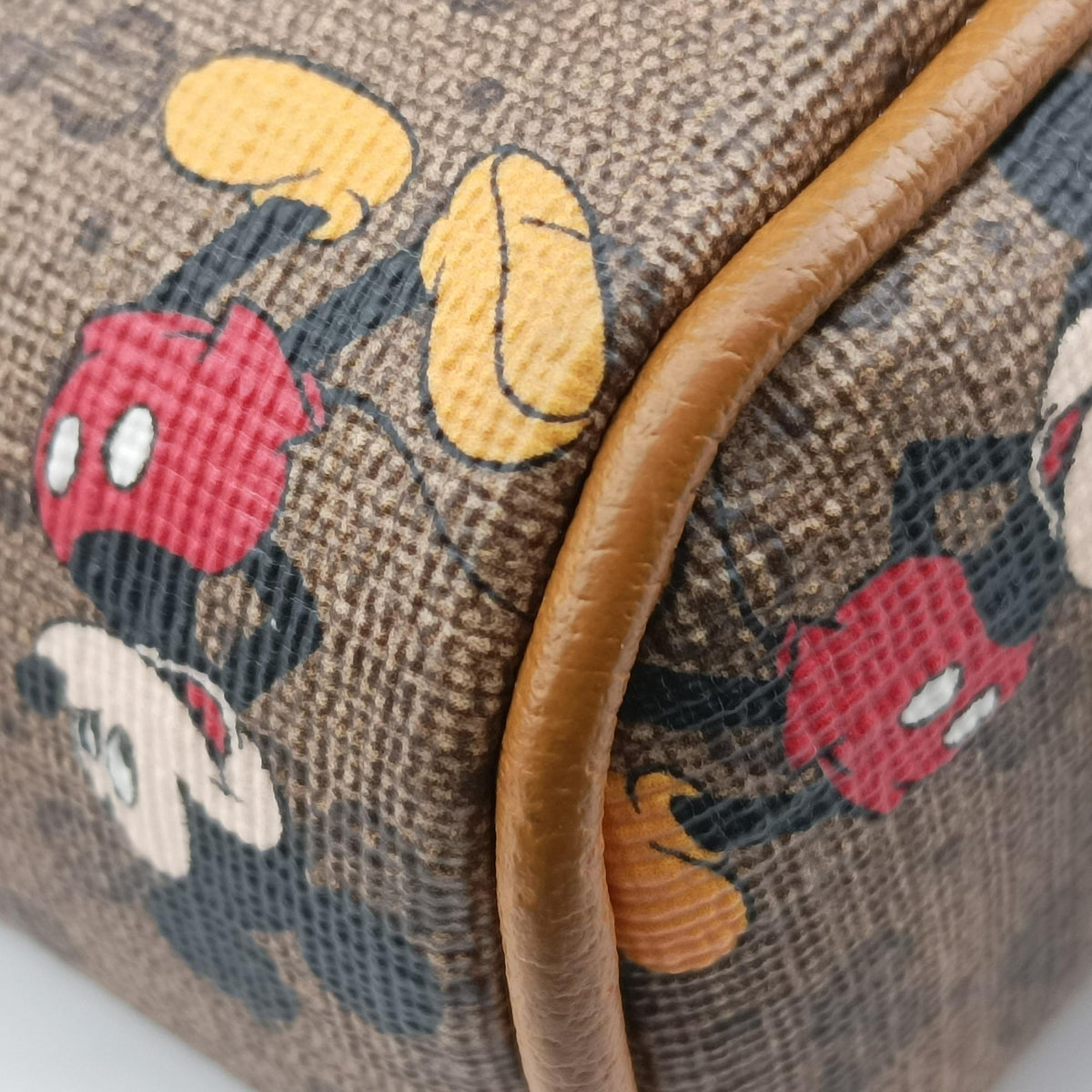 Mickey Mouse Disney collaboration Brown×Multicolour PVC coated canvas×Leather 602536 ミッキーマウス ディズニーコラボ ブラウン×マルチカラー PVCコーティングキャンバス×レザー 602536 