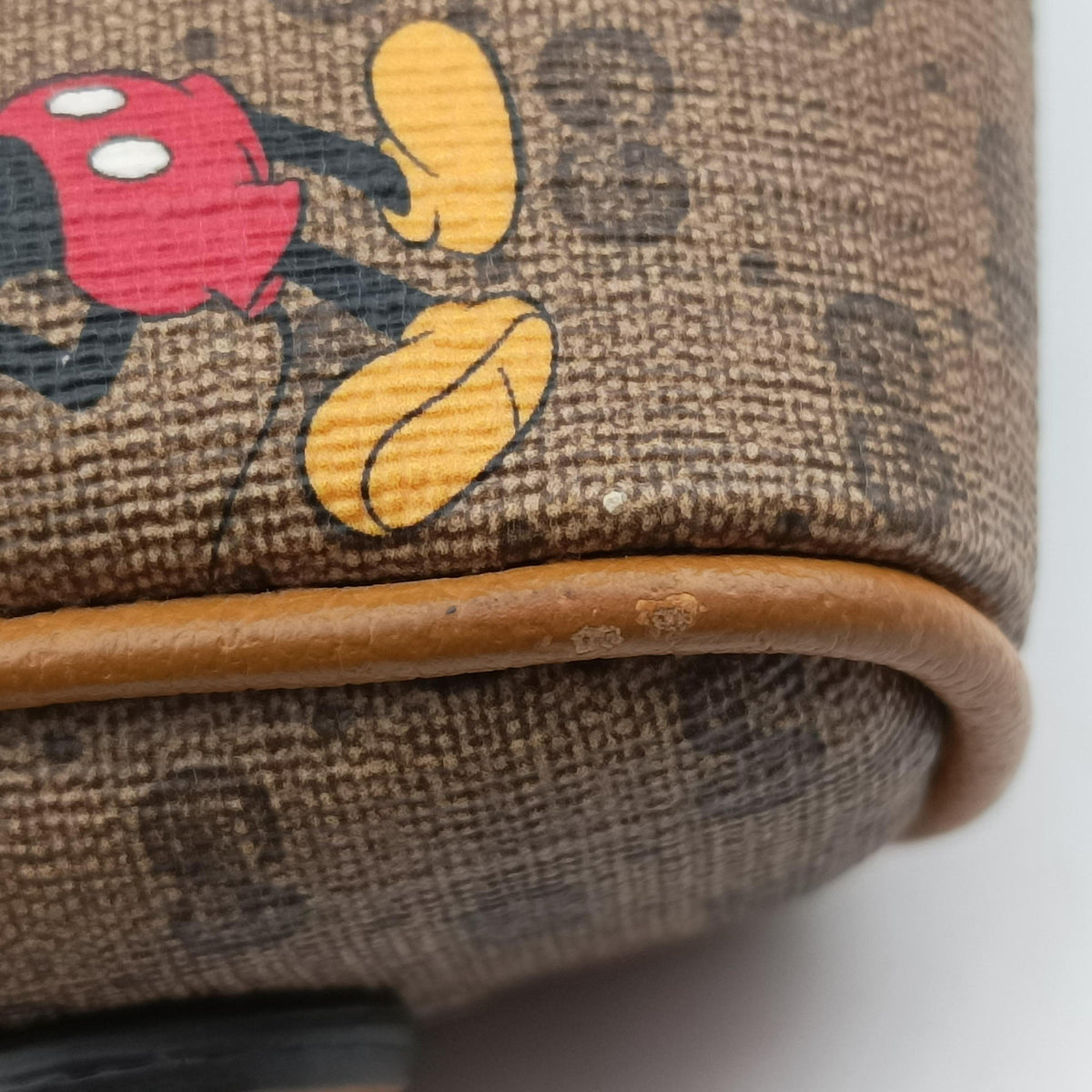 Mickey Mouse Disney collaboration Brown×Multicolour PVC coated canvas×Leather 602536 ミッキーマウス ディズニーコラボ ブラウン×マルチカラー PVCコーティングキャンバス×レザー 602536 