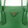 Vintage Prada Double Cuir Green SAFFIANO Leather B2756T handbag | stylenewstar