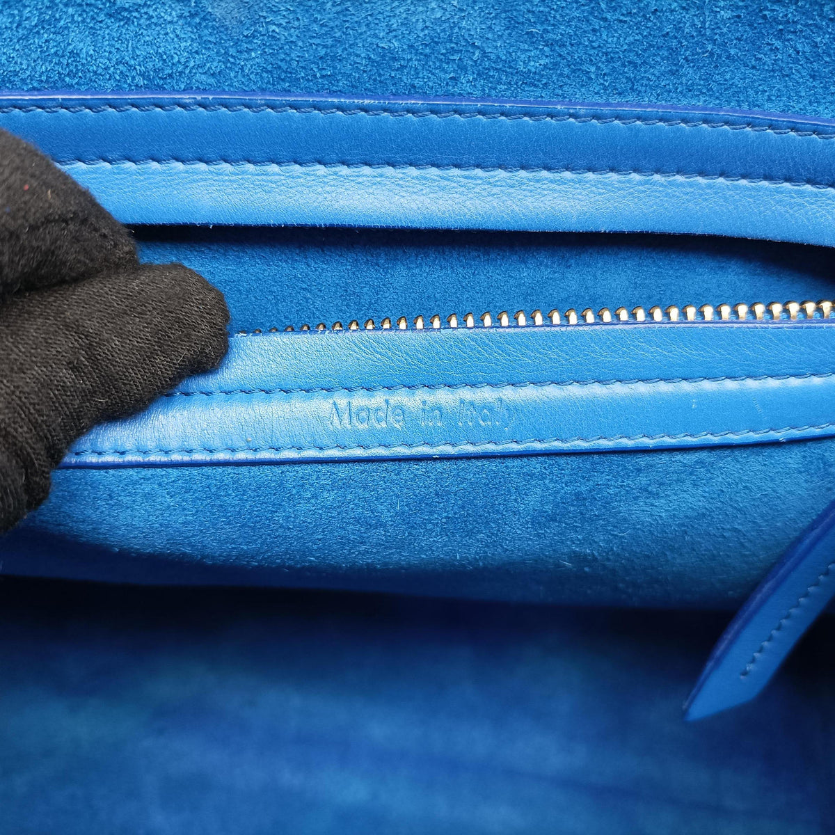 Vintage Celine Luggage Square Phantom Blue Leather  handbag | stylenewstar
