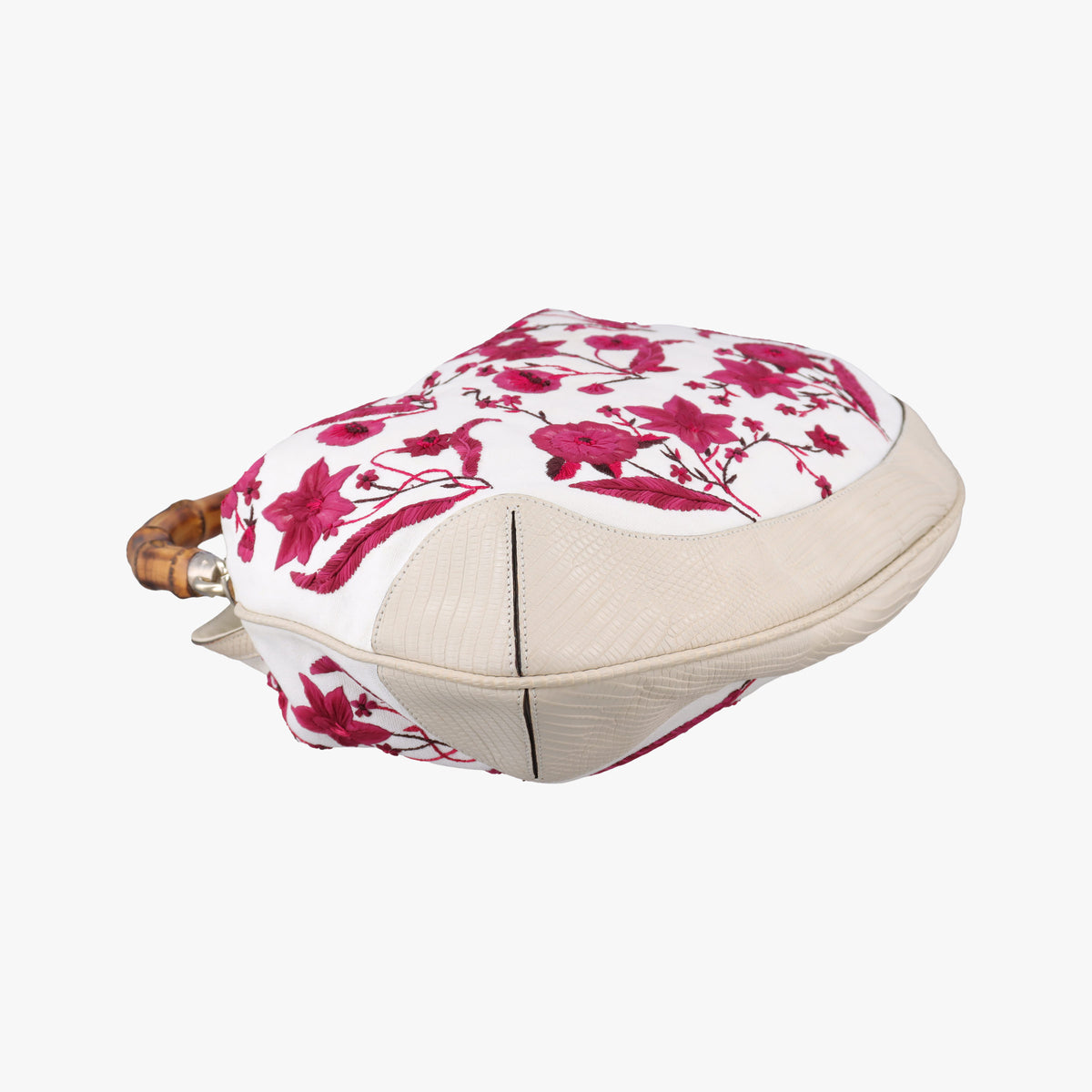 Vintage Gucci Bamboo White × Bordeaux Flora Canvas× Leather 171292 shoulderbag | stylenewstar