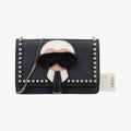 Pre-owned Fendi Karlito Lagerfeld Studded Black Leather 8M0346 shoulderbag | stylenewstar