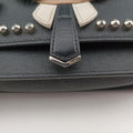Pre-owned Fendi Karlito Lagerfeld Studded Black Leather 8M0346 shoulderbag | stylenewstar