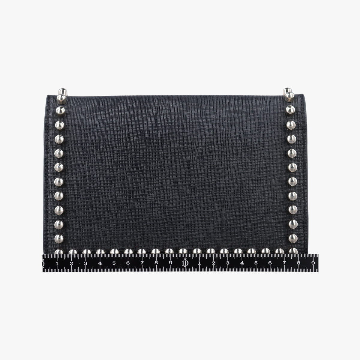 Pre-owned Fendi Karlito Lagerfeld Studded Black Leather 8M0346 shoulderbag | stylenewstar