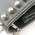 Pre-owned Fendi Karlito Lagerfeld Studded Black Leather 8M0346 shoulderbag | stylenewstar