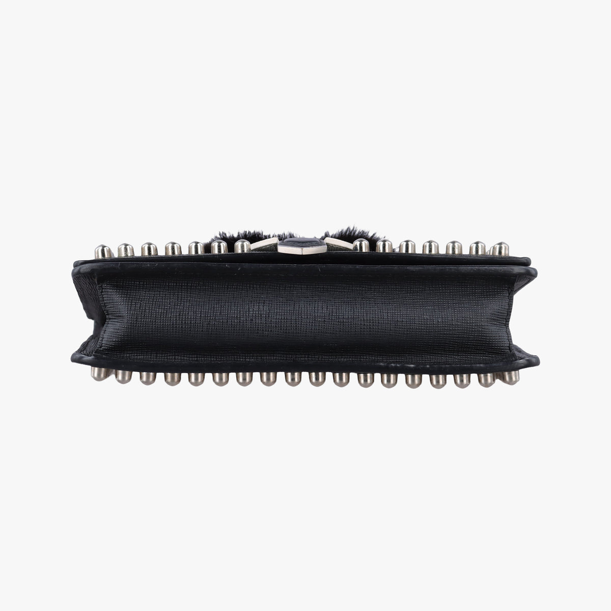 Pre-owned Fendi Karlito Lagerfeld Studded Black Leather 8M0346 shoulderbag | stylenewstar