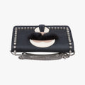 Pre-owned Fendi Karlito Lagerfeld Studded Black Leather 8M0346 shoulderbag | stylenewstar