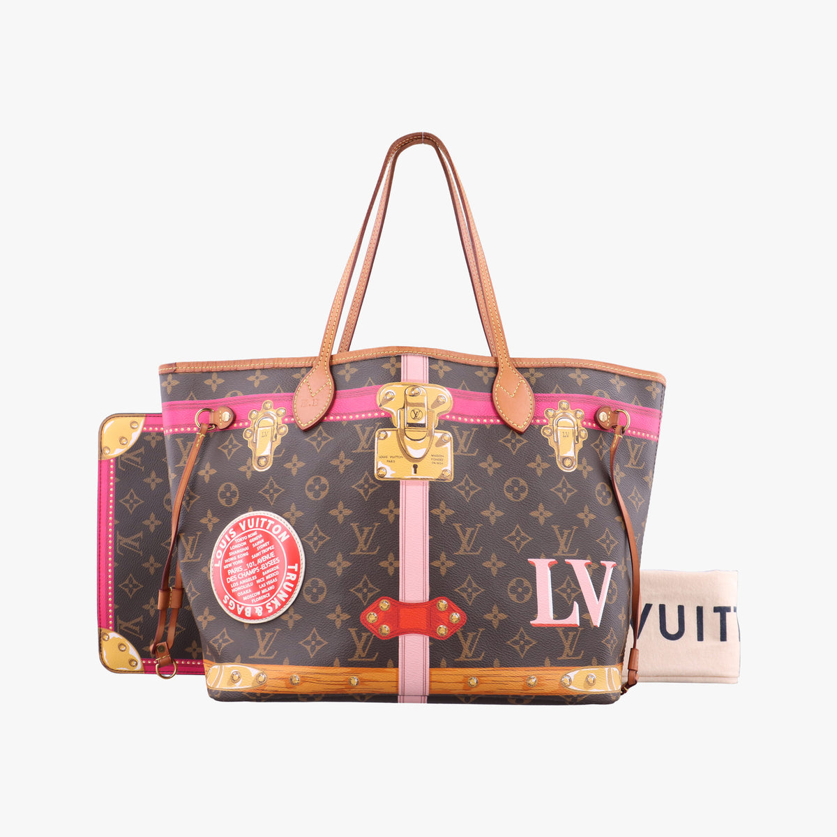Vintage Louis Vuitton Neverfull MM Summer Trunk brown×Multicolor Monogram Canvas M41390 handbag | stylenewstar