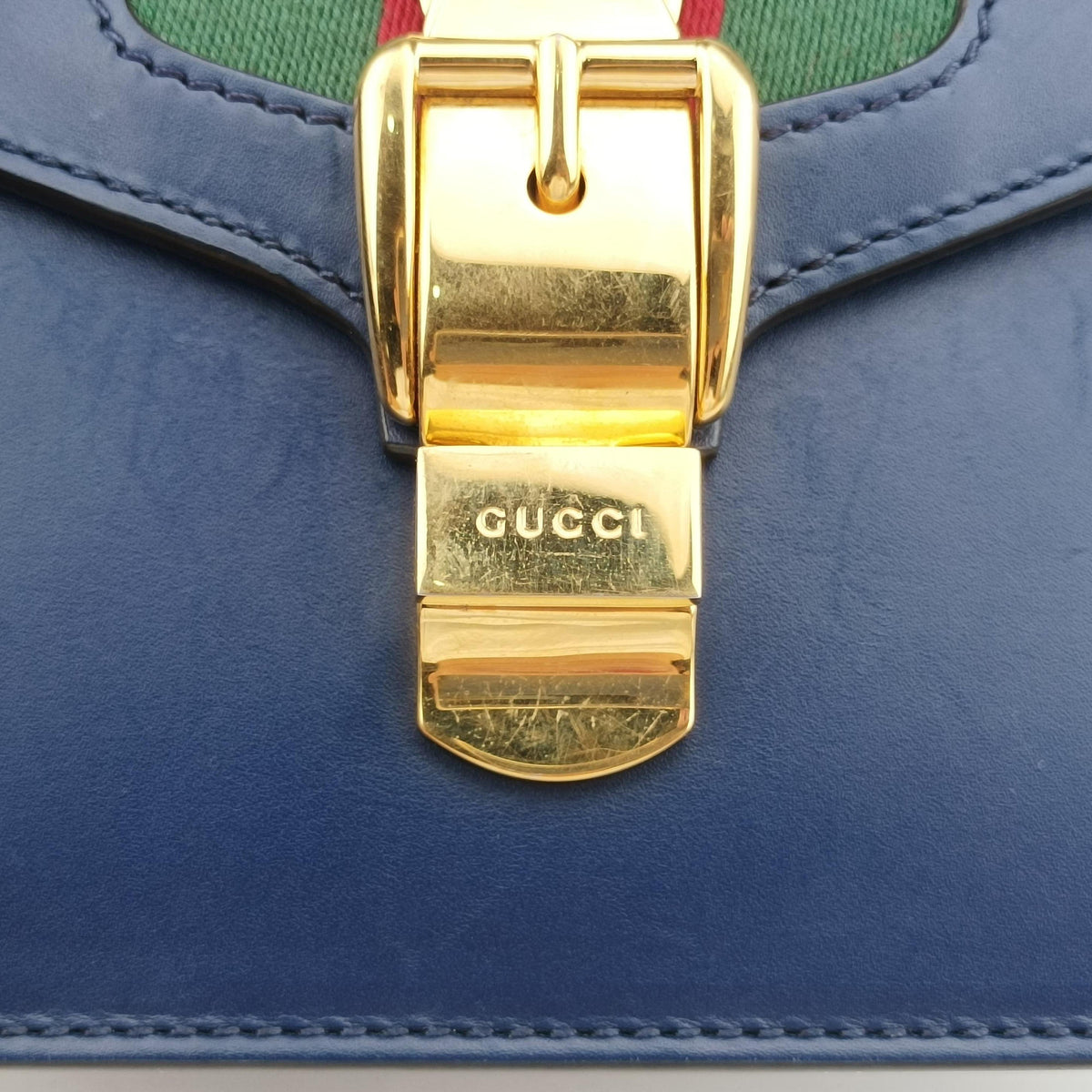 Pre-owned Gucci Sylvie Blue Leather 470270 shoulderbag | stylenewstar