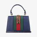 Pre-owned Gucci Sylvie Blue Leather 470270 shoulderbag | stylenewstar