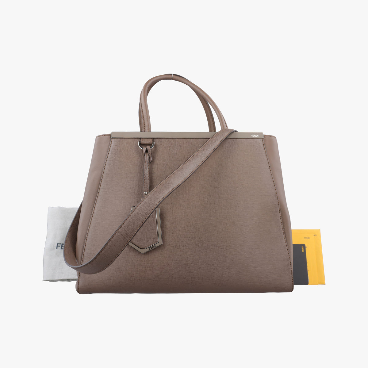 Pre-owned Fendi 2 JOURS Brown Leather 8BH250 shoulderbag | stylenewstar