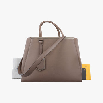 Pre-owned Fendi 2 JOURS Brown Leather 8BH250 shoulderbag | stylenewstar