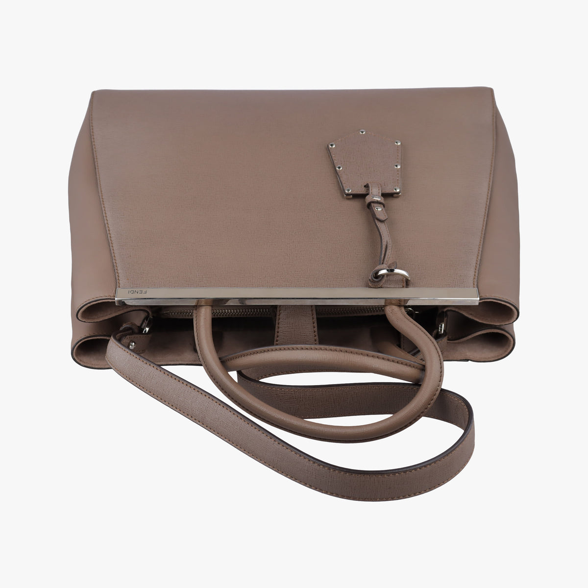 Pre-owned Fendi 2 JOURS Brown Leather 8BH250 shoulderbag | stylenewstar