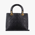 Pre-owned Christian Dior Lady Dior Black lambskin  handbag | stylenewstar