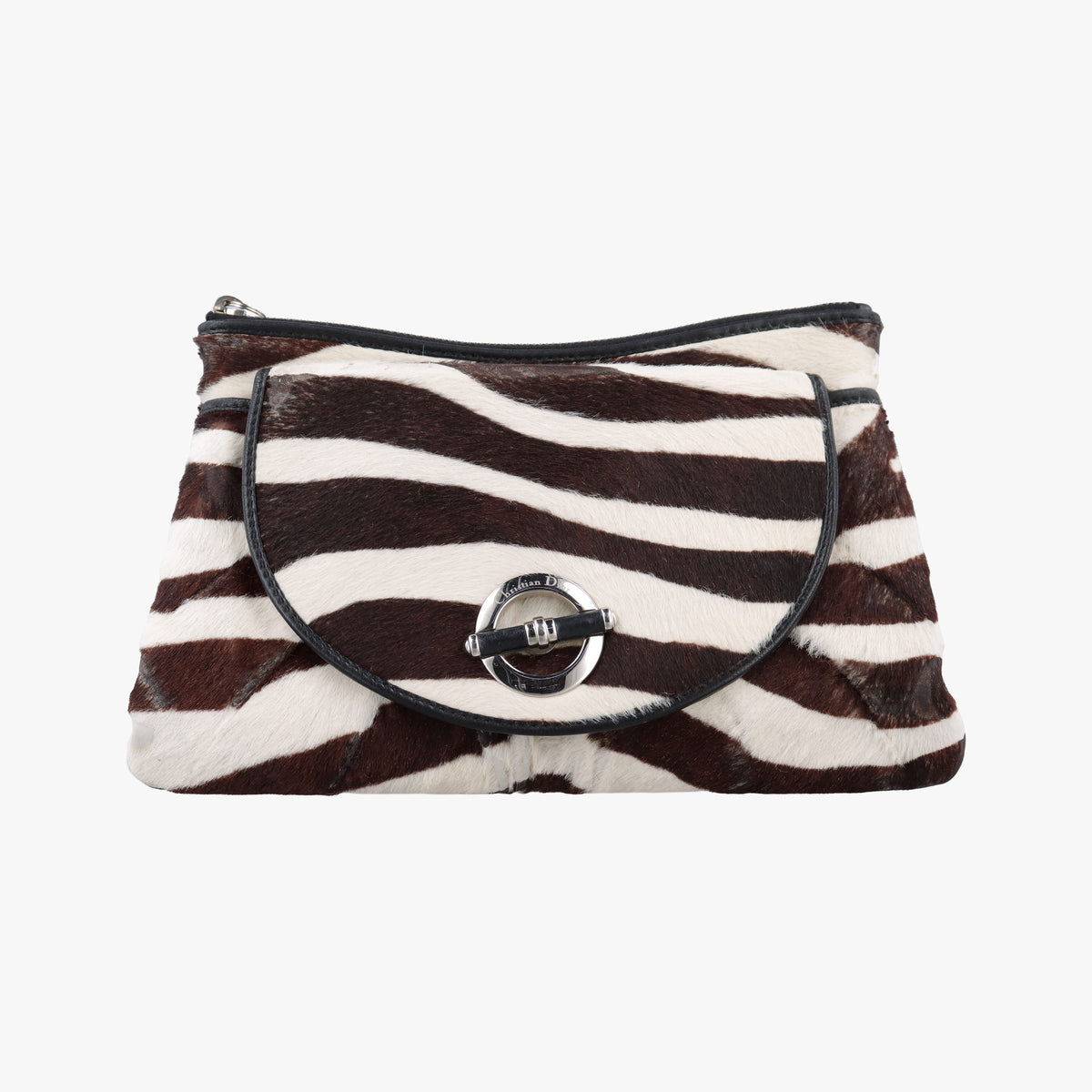 Pre-owned Christian Dior Jazz club Pouch Brown×Ivory ponyhair  clutchbag | stylenewstar