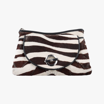Pre-owned Christian Dior Jazz club Pouch Brown×Ivory ponyhair  clutchbag | stylenewstar
