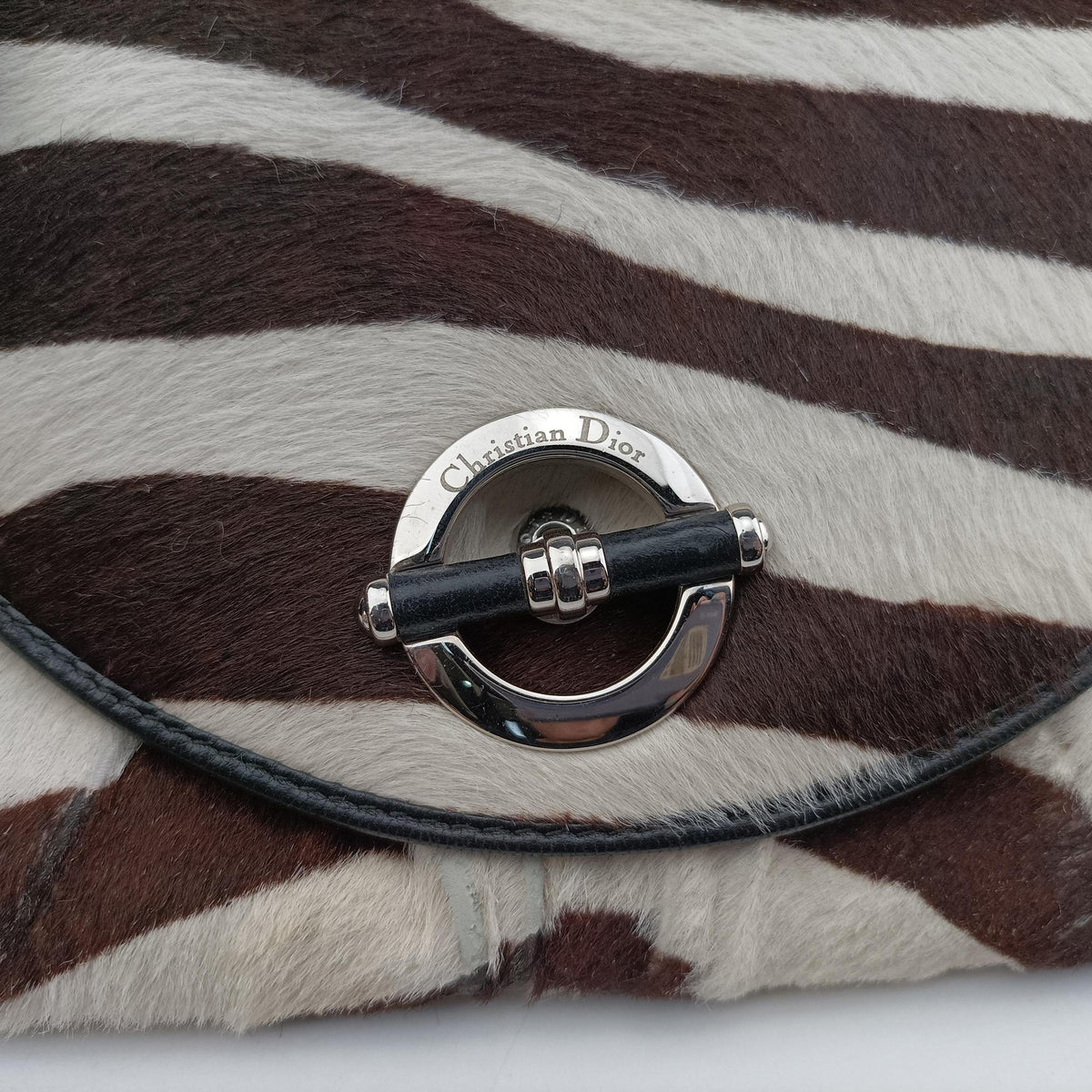 Pre-owned Christian Dior Jazz club Pouch Brown×Ivory ponyhair  clutchbag | stylenewstar