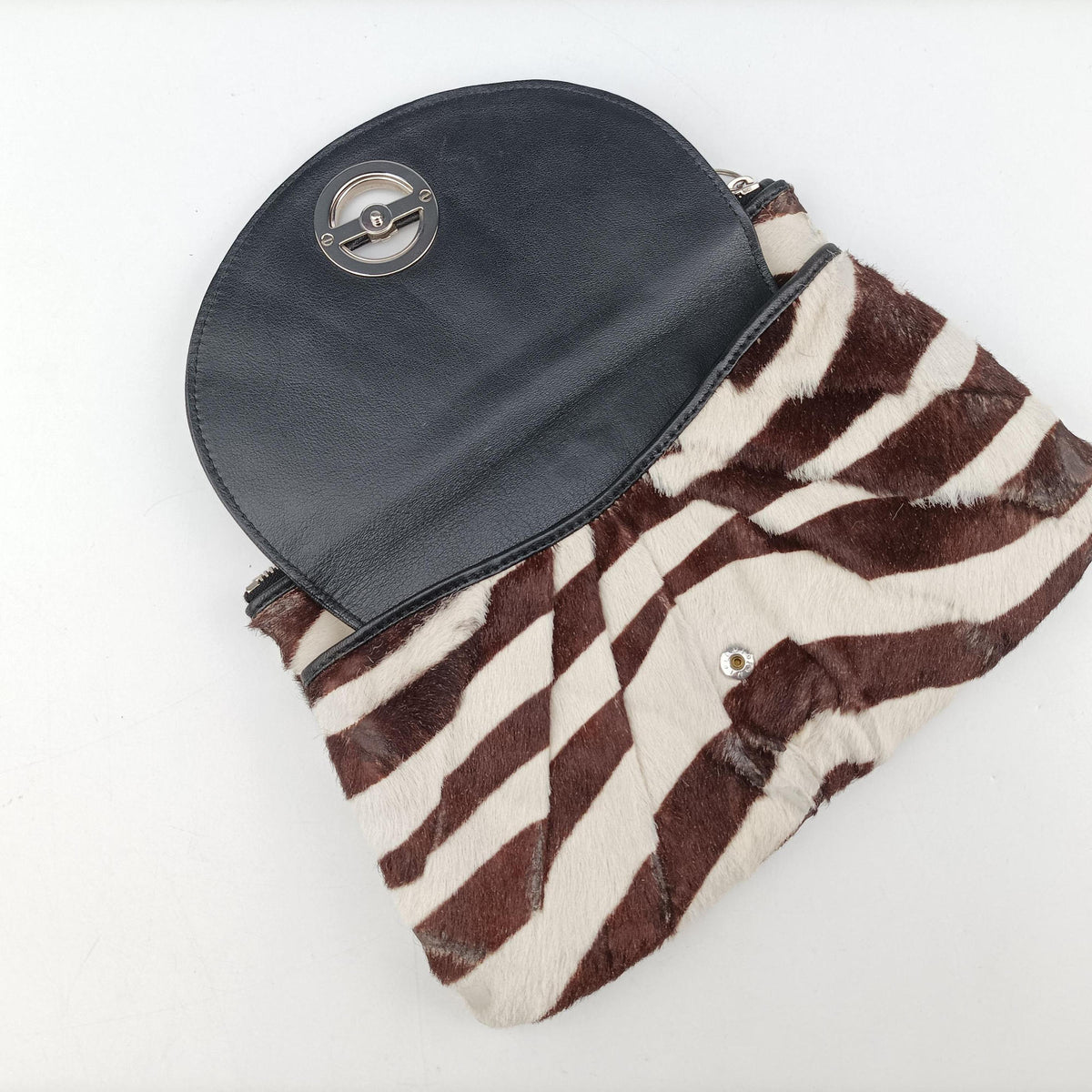 Pre-owned Christian Dior Jazz club Pouch Brown×Ivory ponyhair  clutchbag | stylenewstar