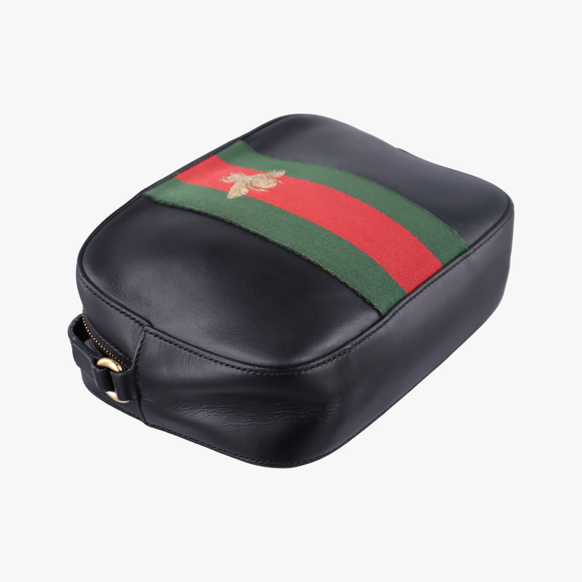 Pre-owned Gucci Bee Web Black Leather 412008 shoulderbag | stylenewstar