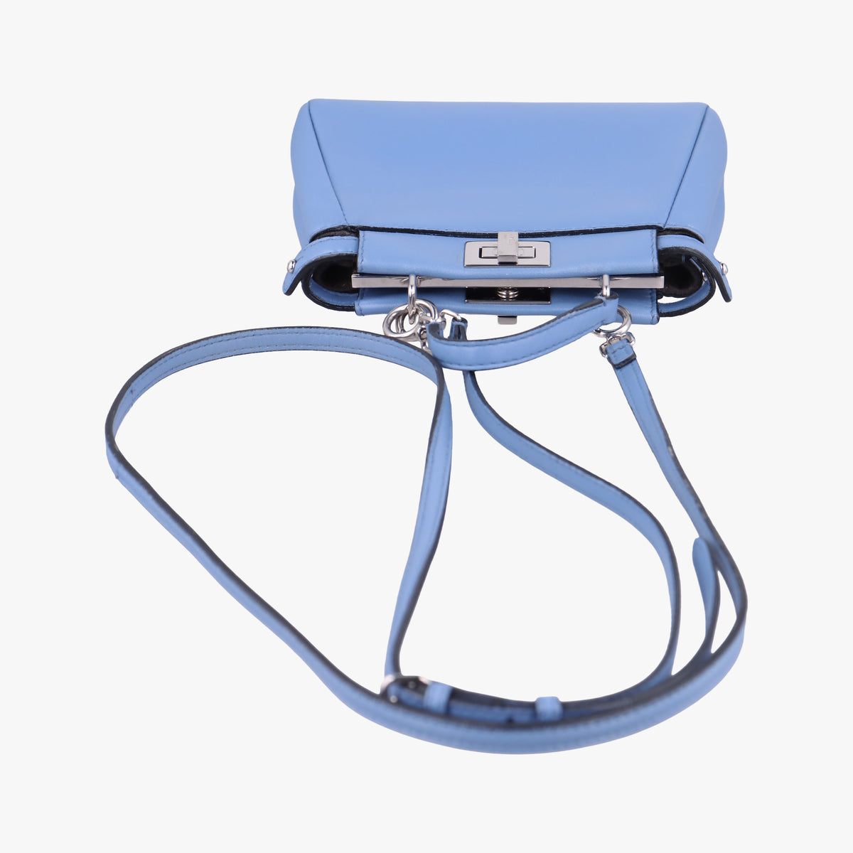 Pre-owned Fendi Micro Peekaboo Blue Leather 8M0355 shoulderbag | stylenewstar