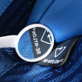 Secondhand Prada Triangle Logo Plate Blue SAFFIANO Leather 1NR015 shoulderbag | stylenewstar