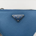 Secondhand Prada Triangle Logo Plate Blue SAFFIANO Leather 1NR015 shoulderbag | stylenewstar