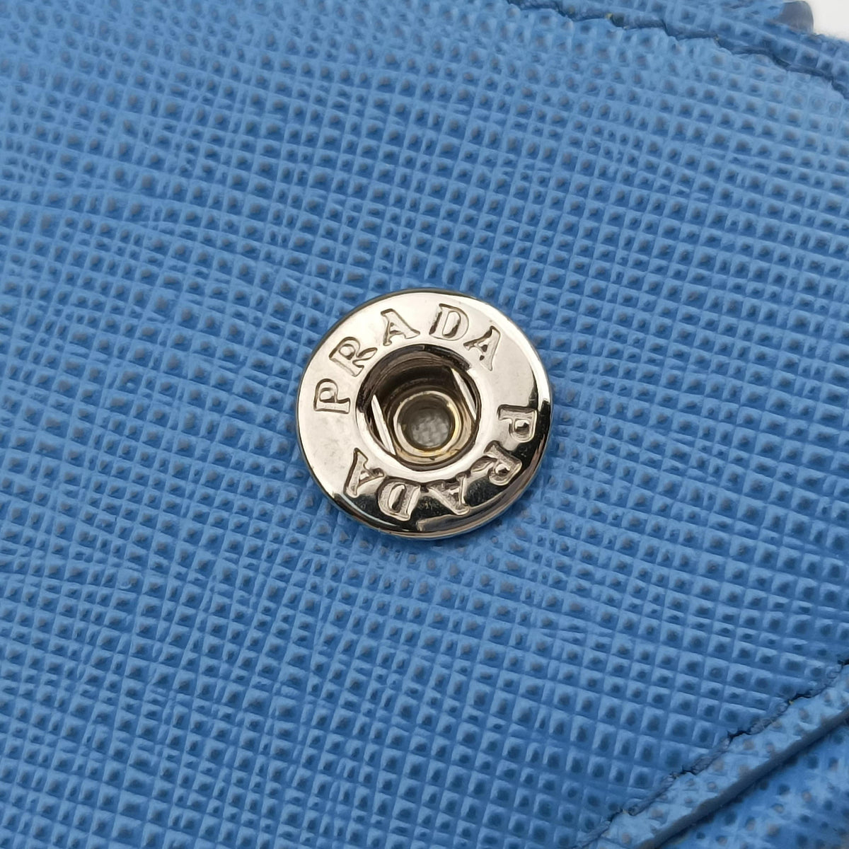 Secondhand Prada Triangle Logo Plate Blue SAFFIANO Leather 1NR015 shoulderbag | stylenewstar