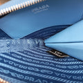 Secondhand Prada Triangle Logo Plate Blue SAFFIANO Leather 1NR015 shoulderbag | stylenewstar