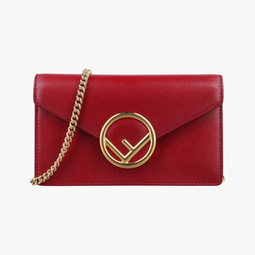 Pre-owned Fendi F is Red Leather 8BM005 shoulderbag | stylenewstar