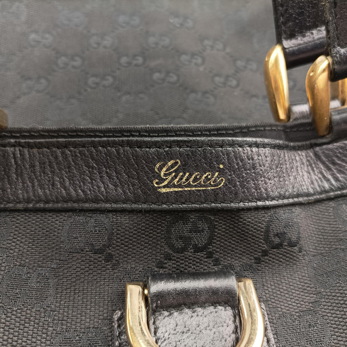 Pre-owned Gucci Abbey Black Canvas × Leather 130733 handbag | stylenewstar
