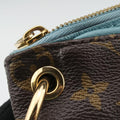 Pre-owned Louis Vuitton PALLAS brown×Blue Ciel Monogram Canvas×calf leather M41467 shoulderbag | stylenewstar