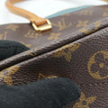 Pre-owned Louis Vuitton PALLAS brown×Blue Ciel Monogram Canvas×calf leather M41467 shoulderbag | stylenewstar